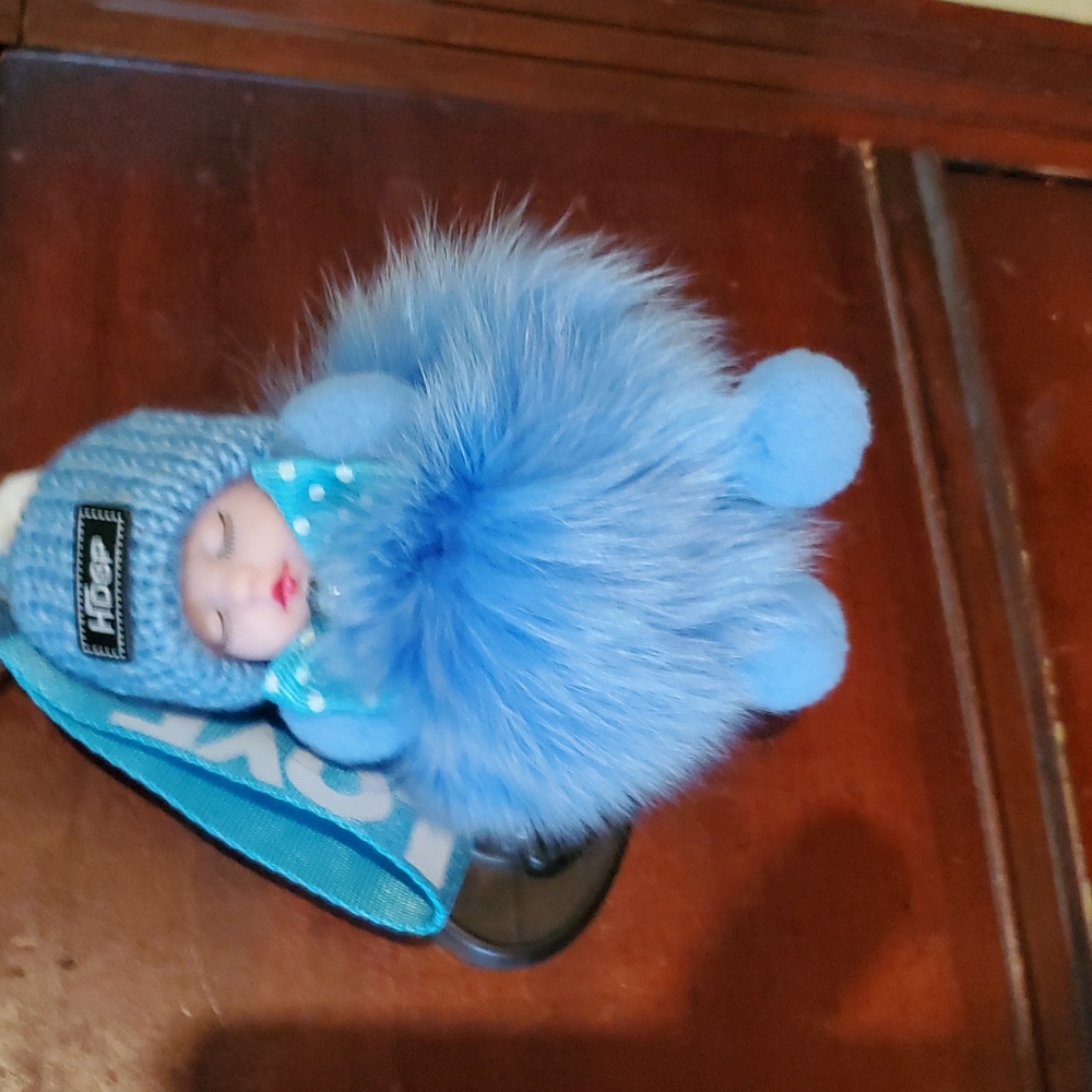Blue Plush Keychain Soft Baby